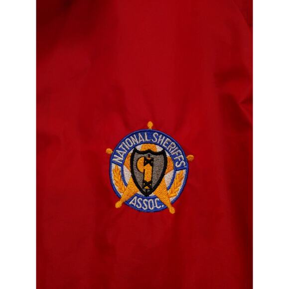 VTG Auburn Windbreaker Jacket National Sheriffs Association Red Sz L Nylon USA - Picture 2 of 10